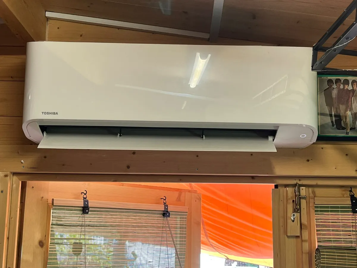 Close view of Toshiba wall-mounted air conditioning installation